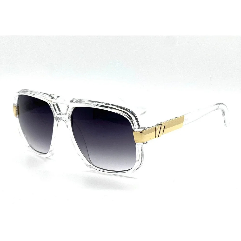 Men Sunglasses Designer Square Black Lens Gold Fashion Classic Retro Vintage NEW